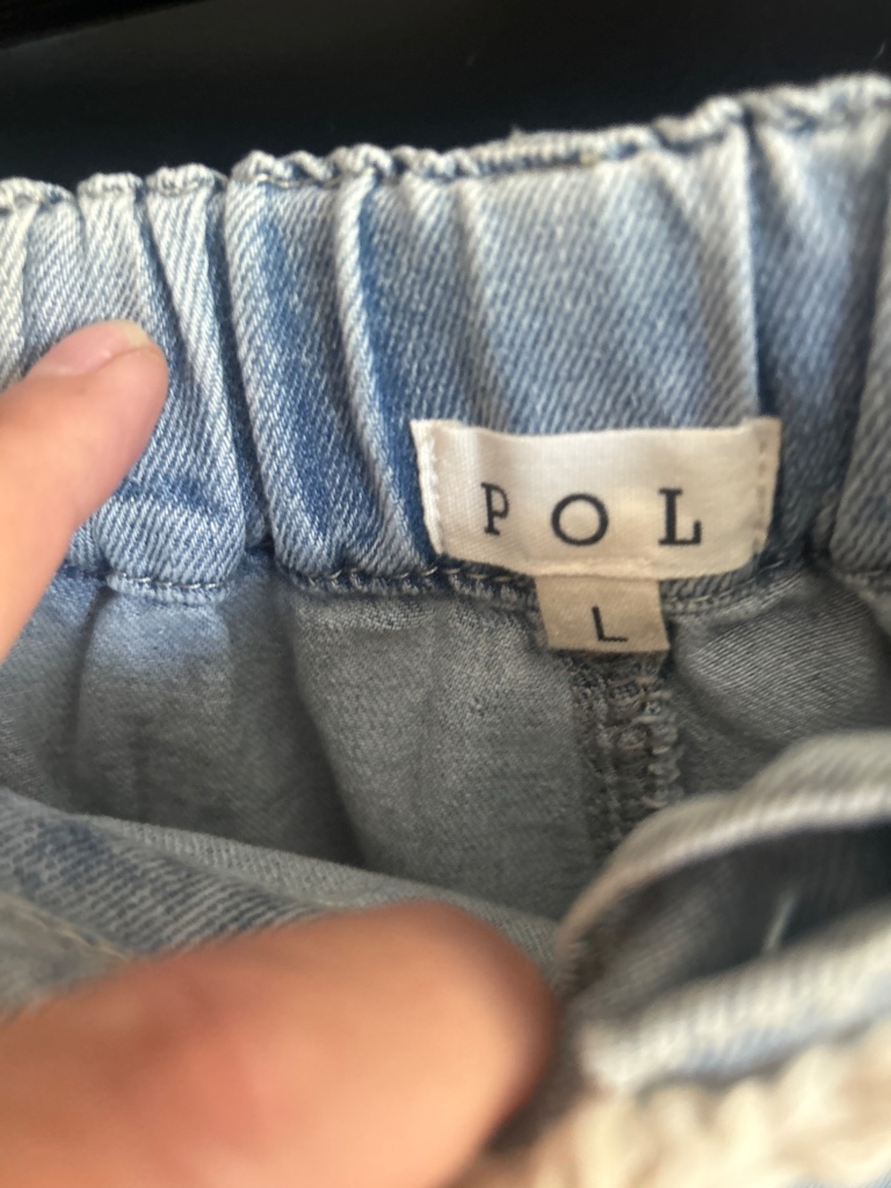 POL Light Blue Distressed Crochet Boyfriend  Jeans size L - Picture 4 of 4